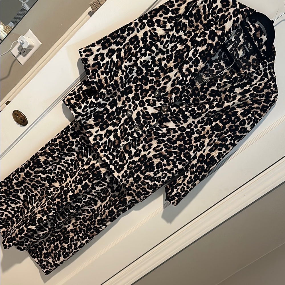 Bobeau Leopard Print Set - Jacket & Pants NWT